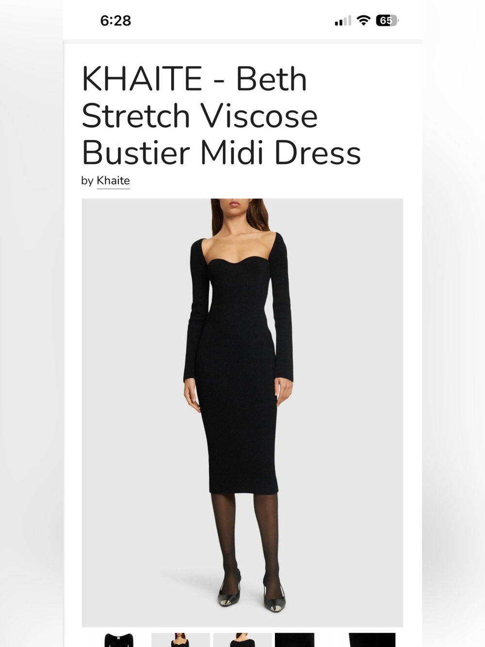 KHAITE Black Ribbed Long-Sleeve Midi Knit Dress
